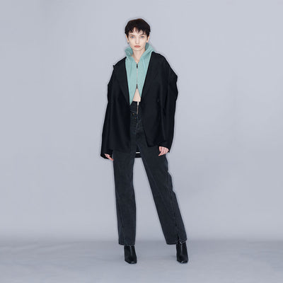 DOUBLE LAYERED JEANS BLACK (W23DB709BK)
