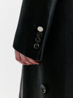 EENK YALE Peaked lapel Tailored Long Coat - Black