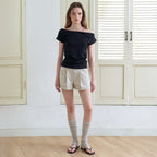 ETMON Off Shirring T-Shirt, Black