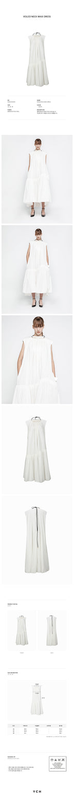 YCH VEILED NECK MAXI DRESS WHITE (R25DJ7061WH)