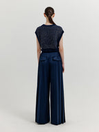 EENK EENK XLEAT Pleated Wide Pants - Navy