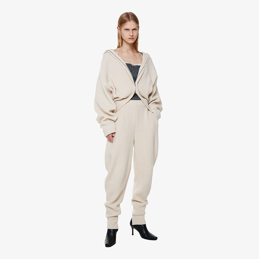 YCH FLAT-COLLAR ZIP-UP KNIT JACKET CREAM (F24KT8041CR)