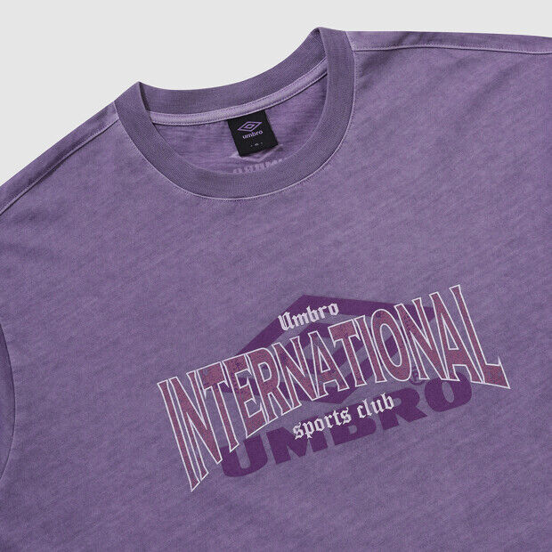 UMBRO HBL Weekend Hooligan Pigment Dying Lettering Graphic Short Sleeve T-Shirt Lavender (UQ221CRS58)