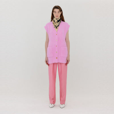 EENK VETTE Scarf-Belted Two-Tuck Pants - Light Pink