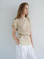 OVBEIGE FLAP SLIT BUTTON BLOUSE_BEIGE_OF2C2XBS01BEG