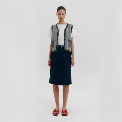 Mid-Length Skirt - Navy