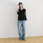 HUNCH Asymmetric Drape Shawl Blouse (2color)
