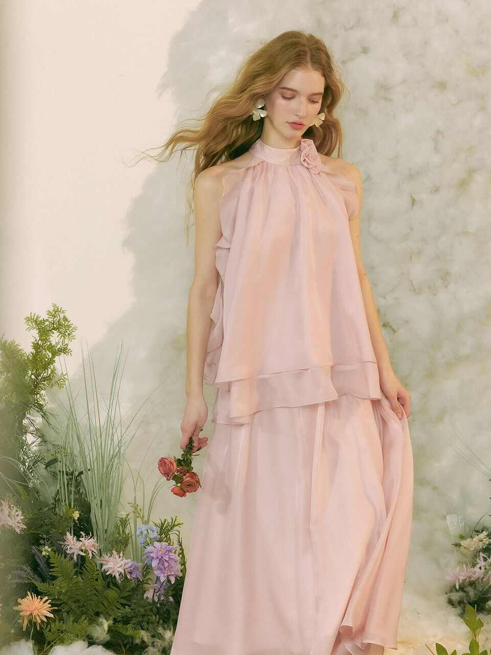 sincethen Peach pink halterneck blouse