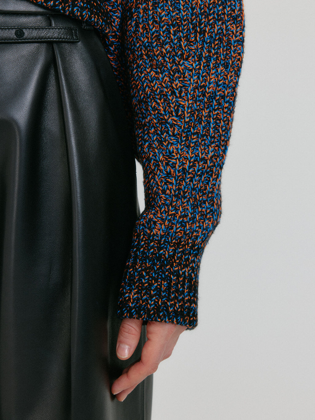 EENK ZABELLE Mockneck Textured Knit Pullover - Orange/Blue Multi