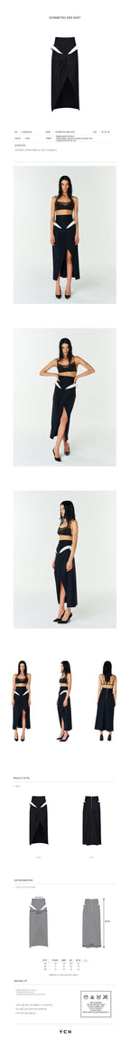 YCH ASYMMETRIC MIDI SKIRT NAVY (F23SK503NV)