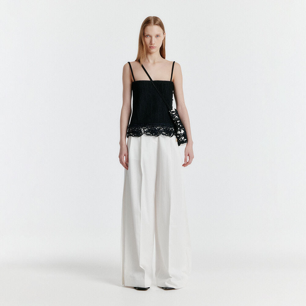 EENK [Hyomin wearing] YILI Side-tuck Wide Pants - White