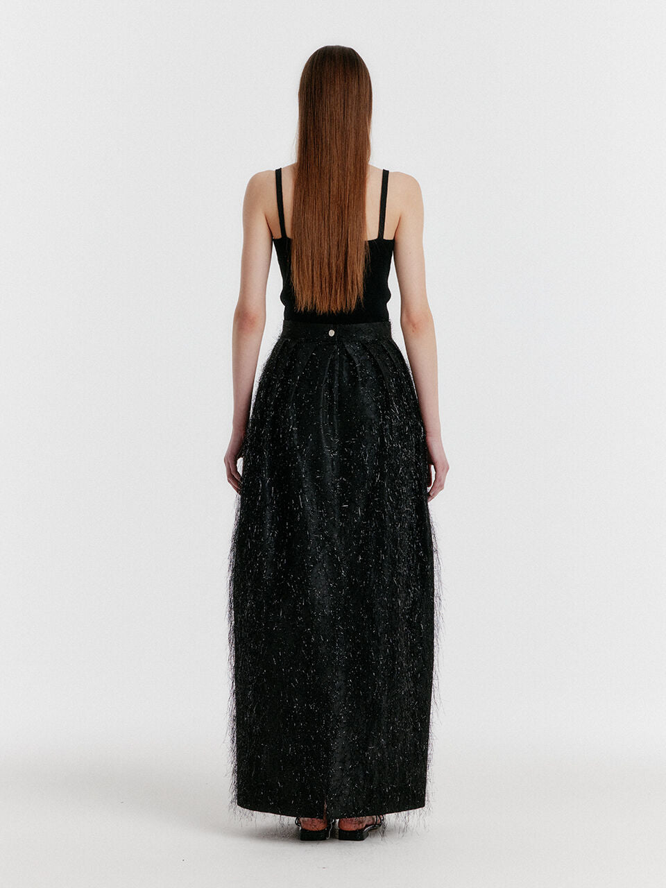 EENK YOV Metallic Long Skirt - Black