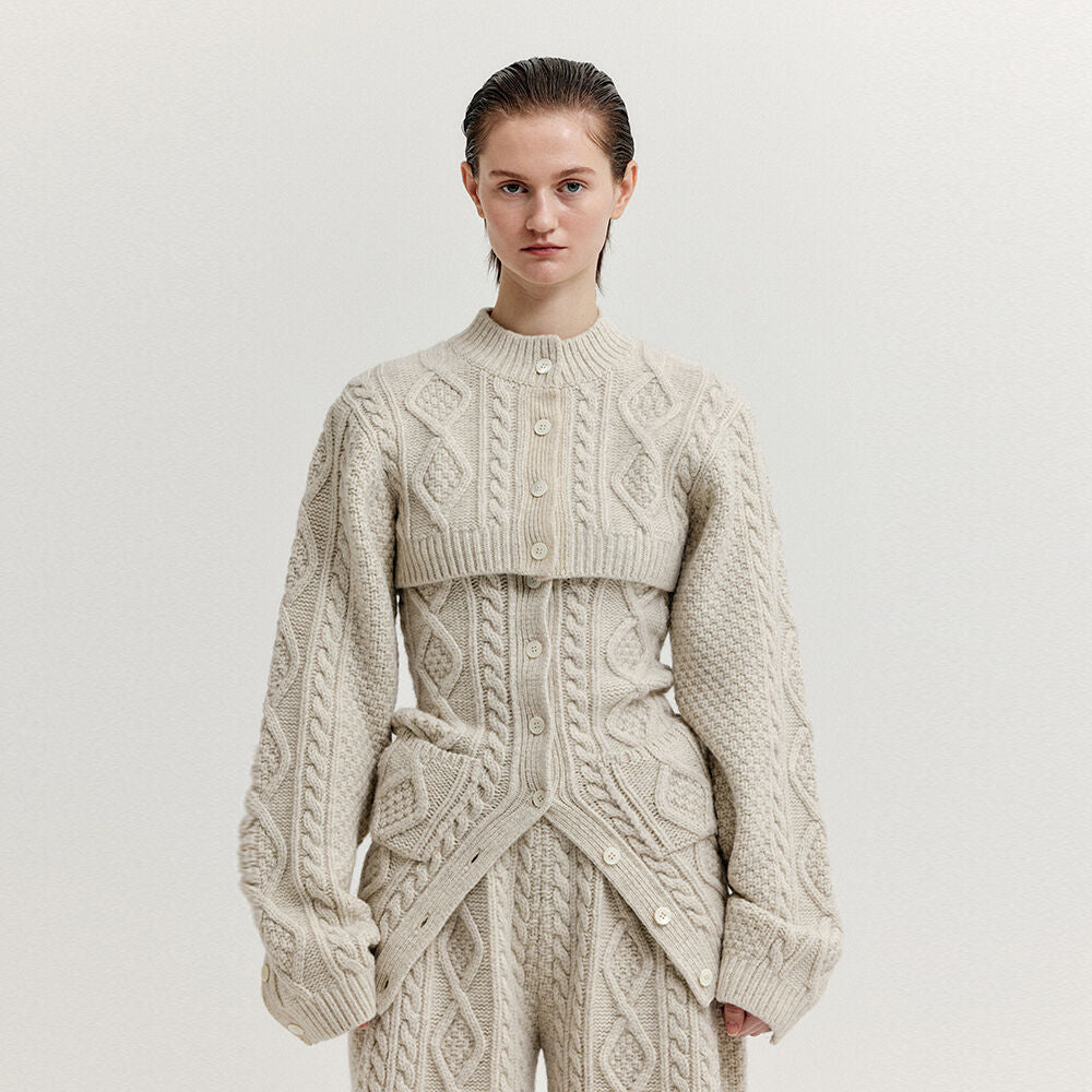 EENK EENK XILI Cable Knit Crop Cardigan - Ivory