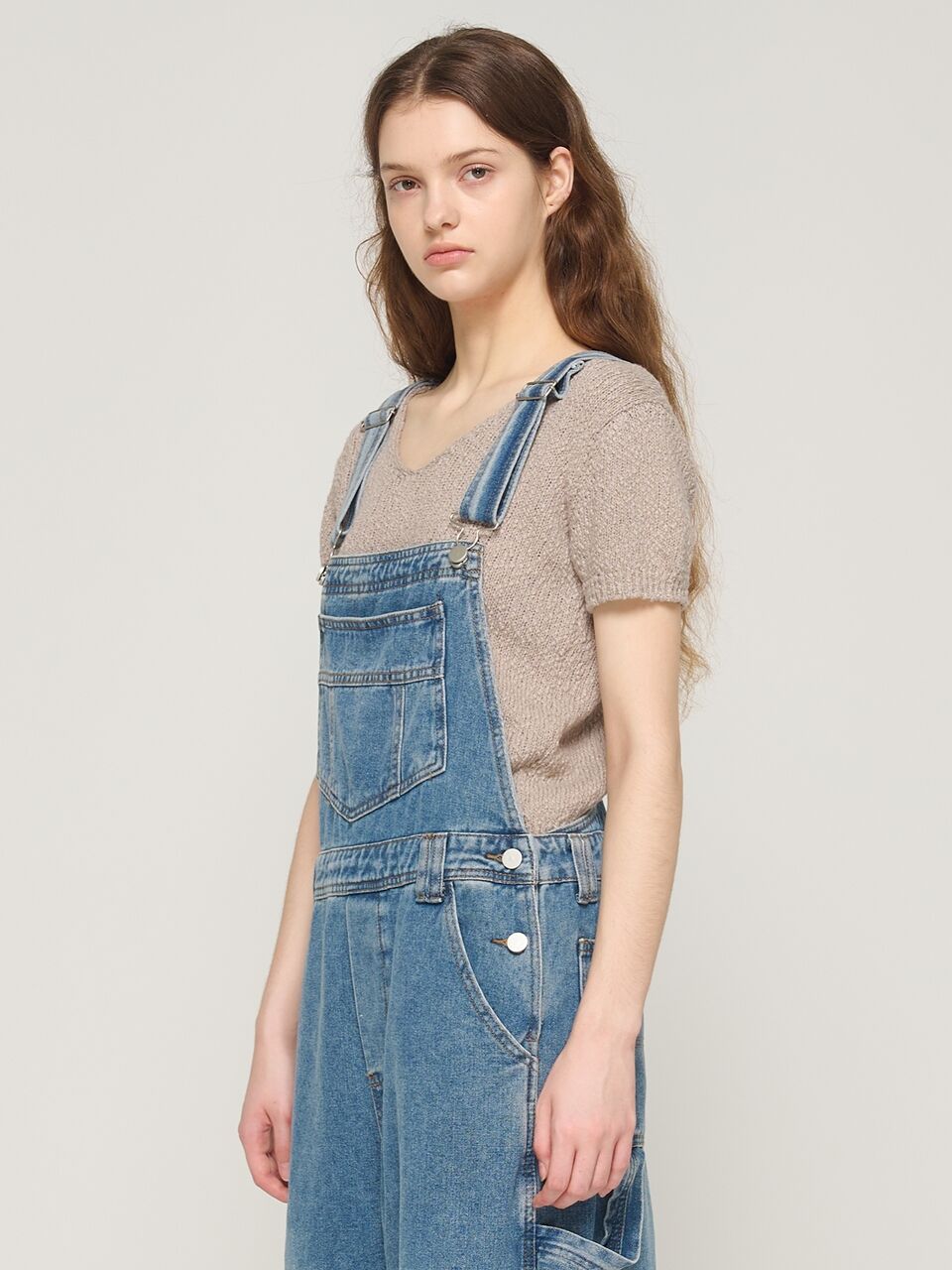 CARGOBROS CARGOBROS Denim Cargo Overall Pants (Medium Blue)