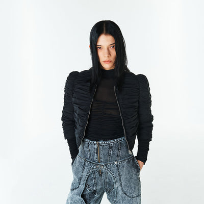 RUCHED JACEKT BLACK (F23OT003BK)