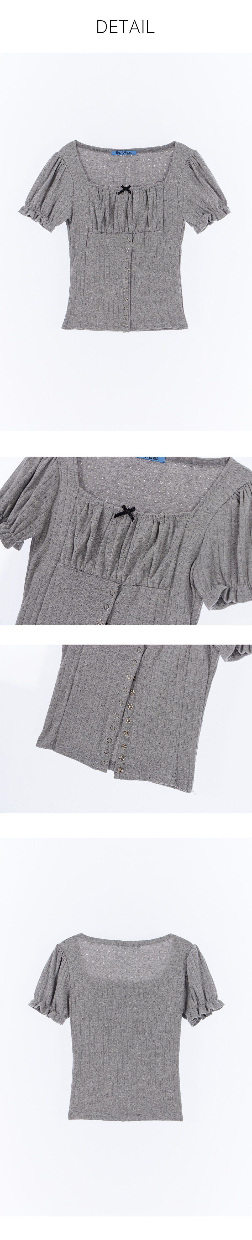 RoséFrantz Puff Shirring Ribbon T-shirt [Gray]