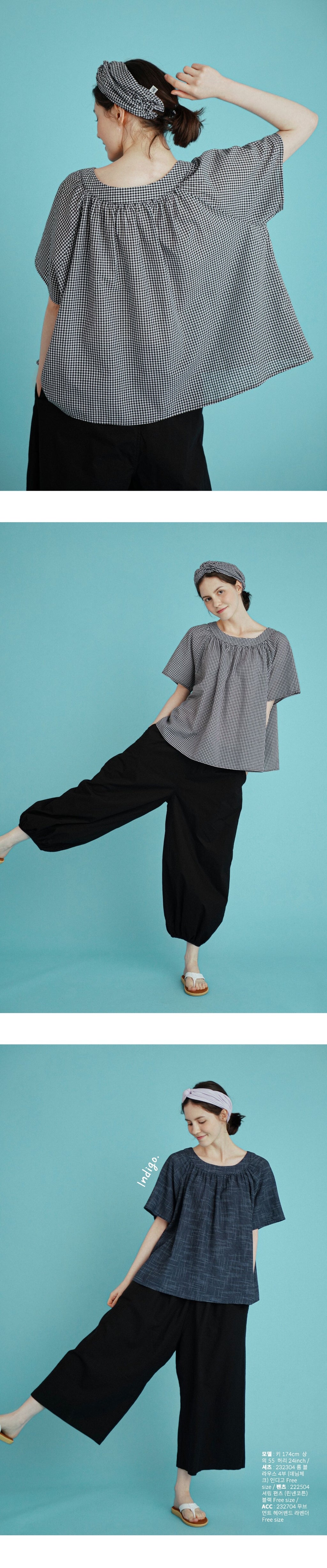 CHIQUITA 6th_Summer check rom blouse black 232304CBK (domestic production)