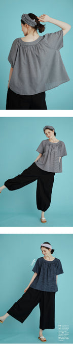 CHIQUITA 6th_Summer check rom blouse black 232304CBK (domestic production)