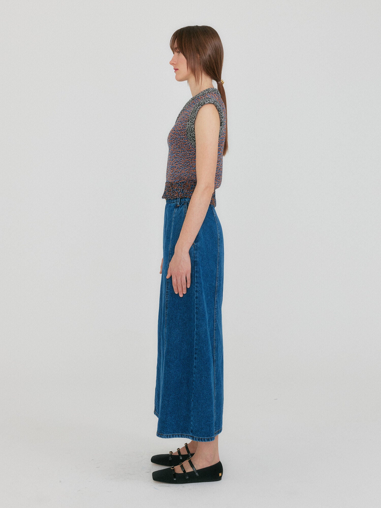 EENK ZIKKI V-neck Knit Vest - Orange/Blue Multi
