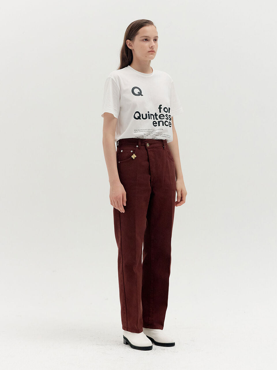 EENK EENK QENEVA Asymmetric Front Denim Pants - Brown