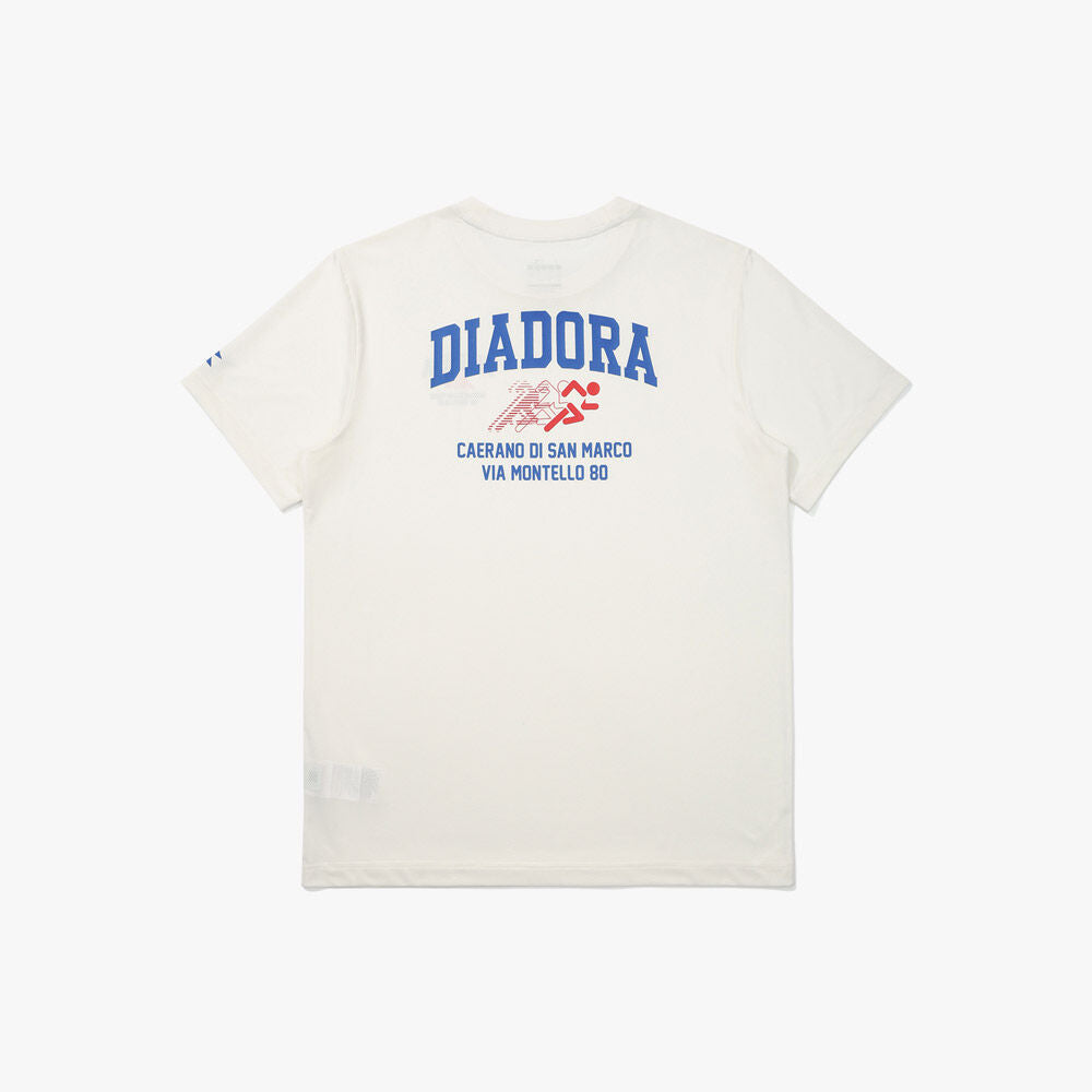 diadora Performance Running Mesh Short Sleeve T-Shirt OFF WHITE