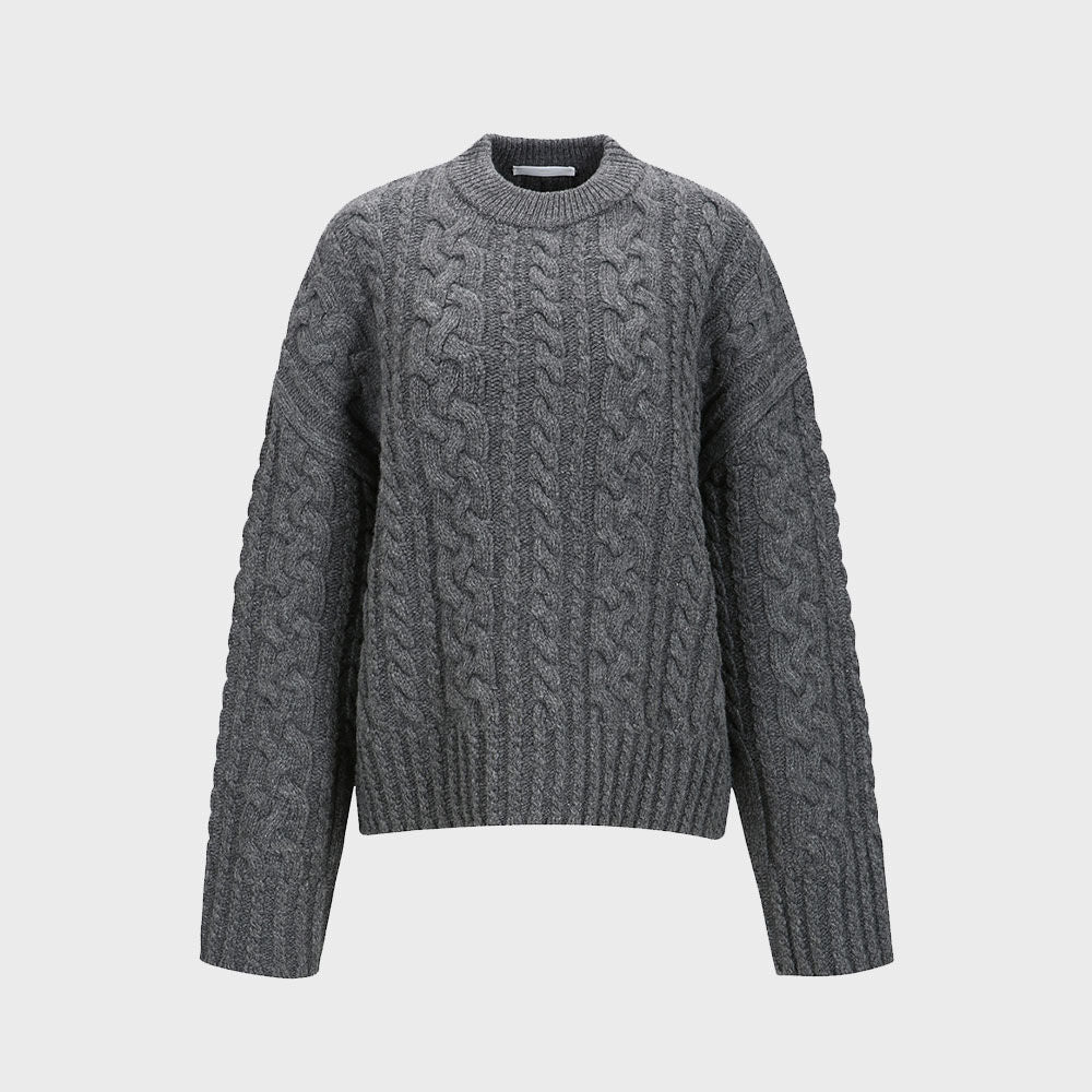 YCH CABLE-KNIT JUMPER MELANGE GREY (W23KT807MG)