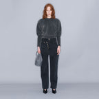 YCH TRIMMED KNIT TOP GREY (W23KT801GY)