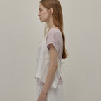 BEMUSE MANSION Scallop lace halterneck top - White