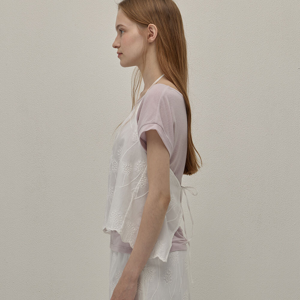 BEMUSE MANSION Scallop lace halterneck top - White