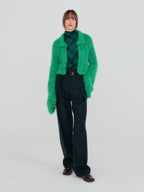 EENK ZIGGY Textured Collar Knit Cardigan - Green