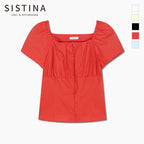 SISTINA Cotton square neck shirring blouse_AWWBLQ21100