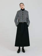 EENK ZAZZI Collared Knit Cardigan - Black/White