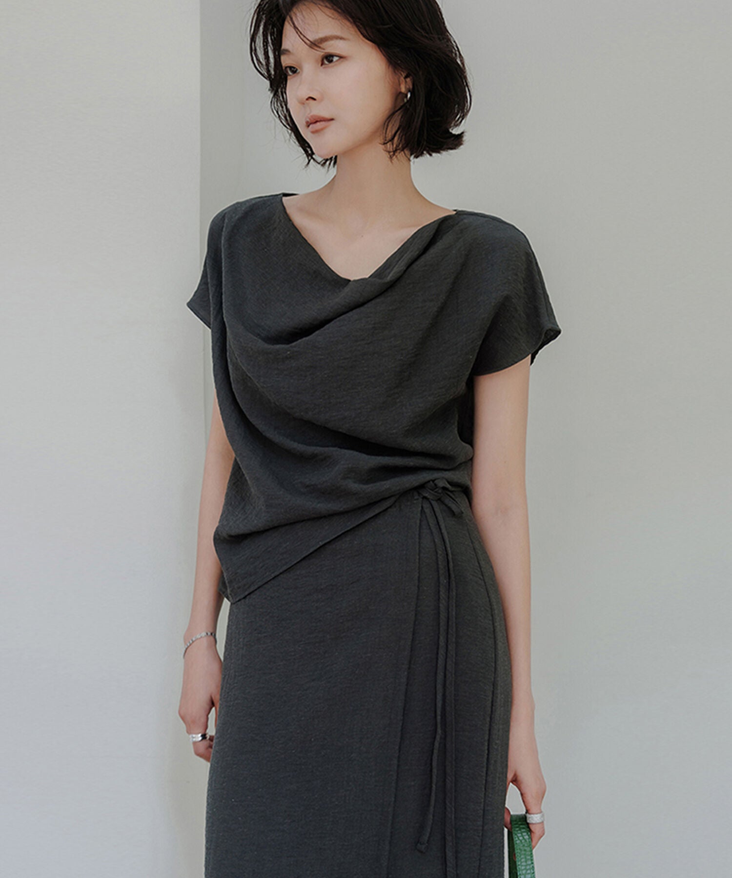 MEMUA Linen blend wave blouse