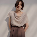 MEMUA Linen blend wave blouse (beige)