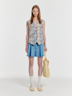EENK YECA Pleated Denim Shorts - Blue