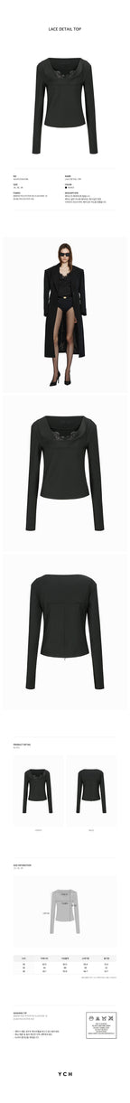 YCH LACE DETAIL TOP BLACK (W24TO10041BK)