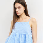GENERAL IDEA WOMAN Textured Bubble Sleeveless Blouse [BLUE] / WBE2L03526