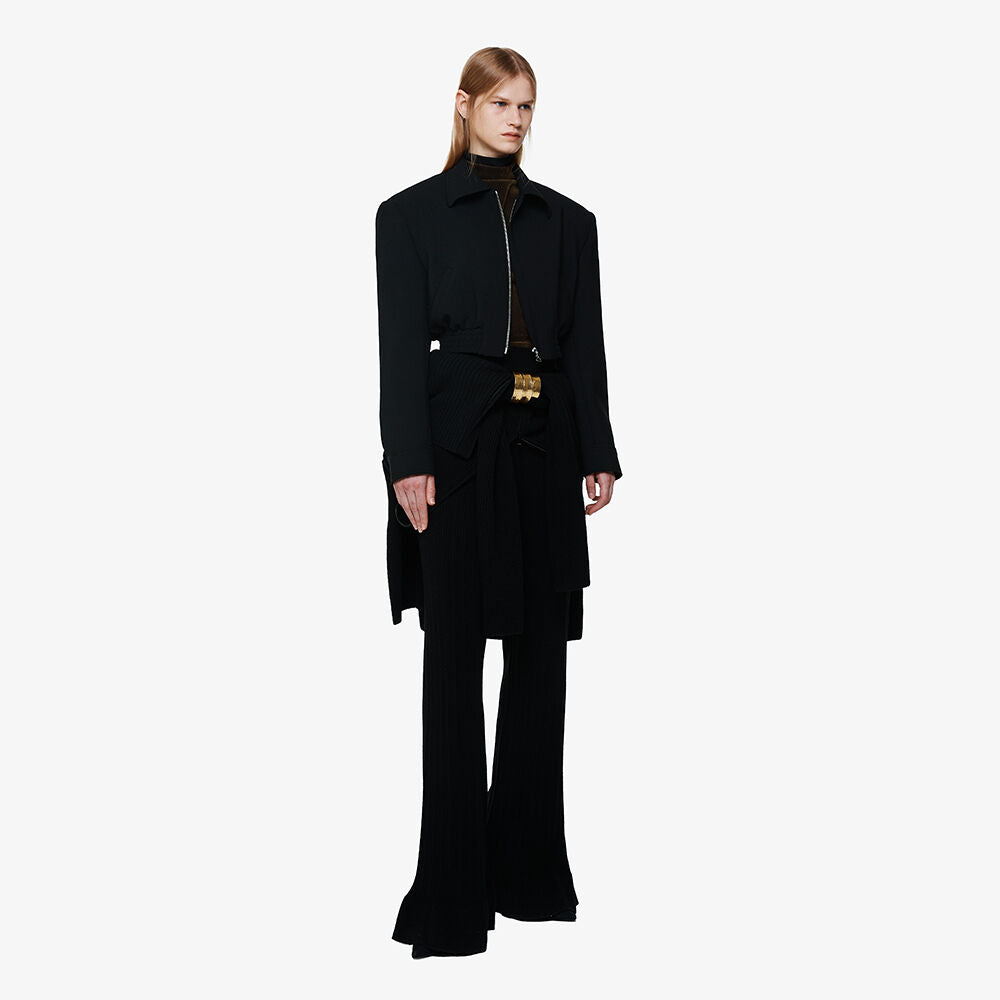 YCH ZIP-UP SLIT KNIT DRESS BLACK (F24KD8031BK)
