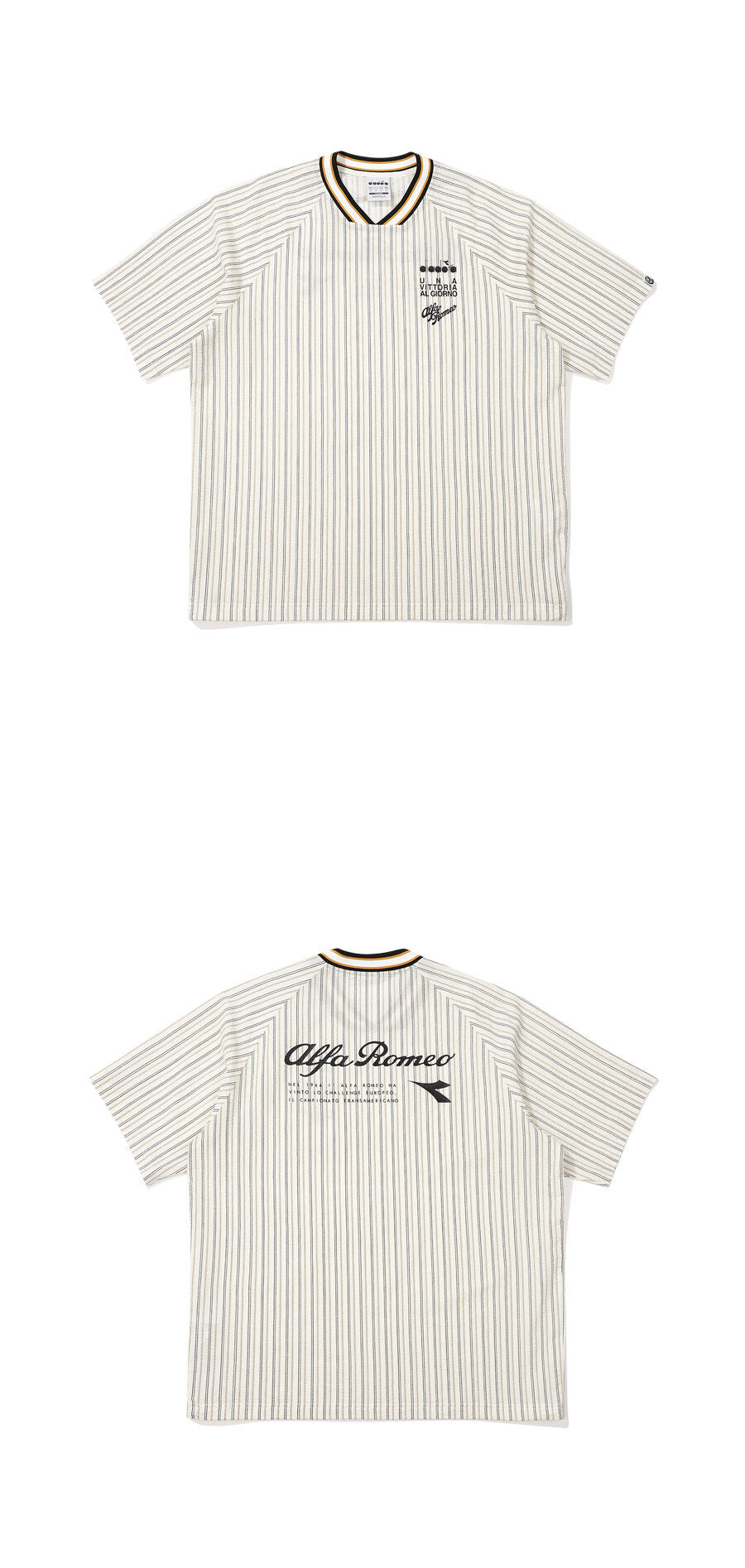 diadora Alfa Romeo Seersucker Short Sleeve T-Shirt IVORY