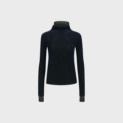 SEQUINNED LAYERED KNIT TOP NAVY (F24TO9012NV)