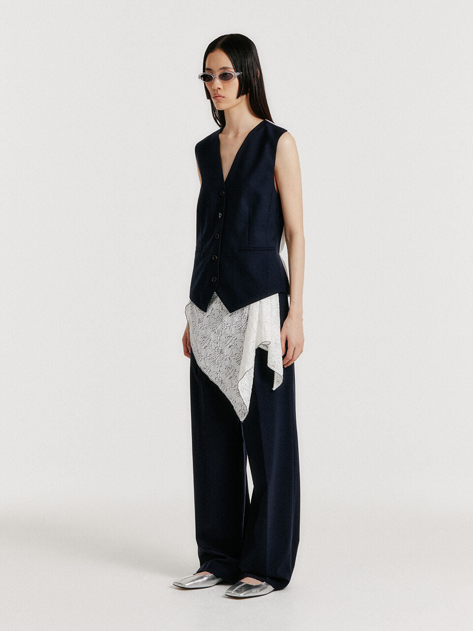 EENK YEDIA Scarfed Pants - Navy