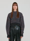EENK ZABELLE Mockneck Textured Knit Pullover - Orange/Blue Multi