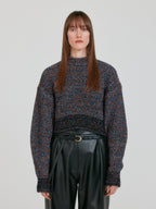 EENK ZABELLE Mockneck Textured Knit Pullover - Orange/Blue Multi