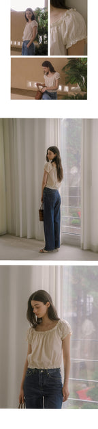 TILLIDIE Two-way shirring blouse TISU03BL02_Butter