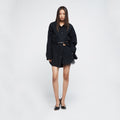 YCH BELTED WRINKLE SHIRTS BLACK (R25BL4061BK)