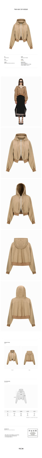 YCH TWO-WAY ZIP HOODIE BEIGE (W24OT0131BE)