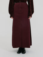 EENK ZOAN Straight Denim Skirt - Burgundy