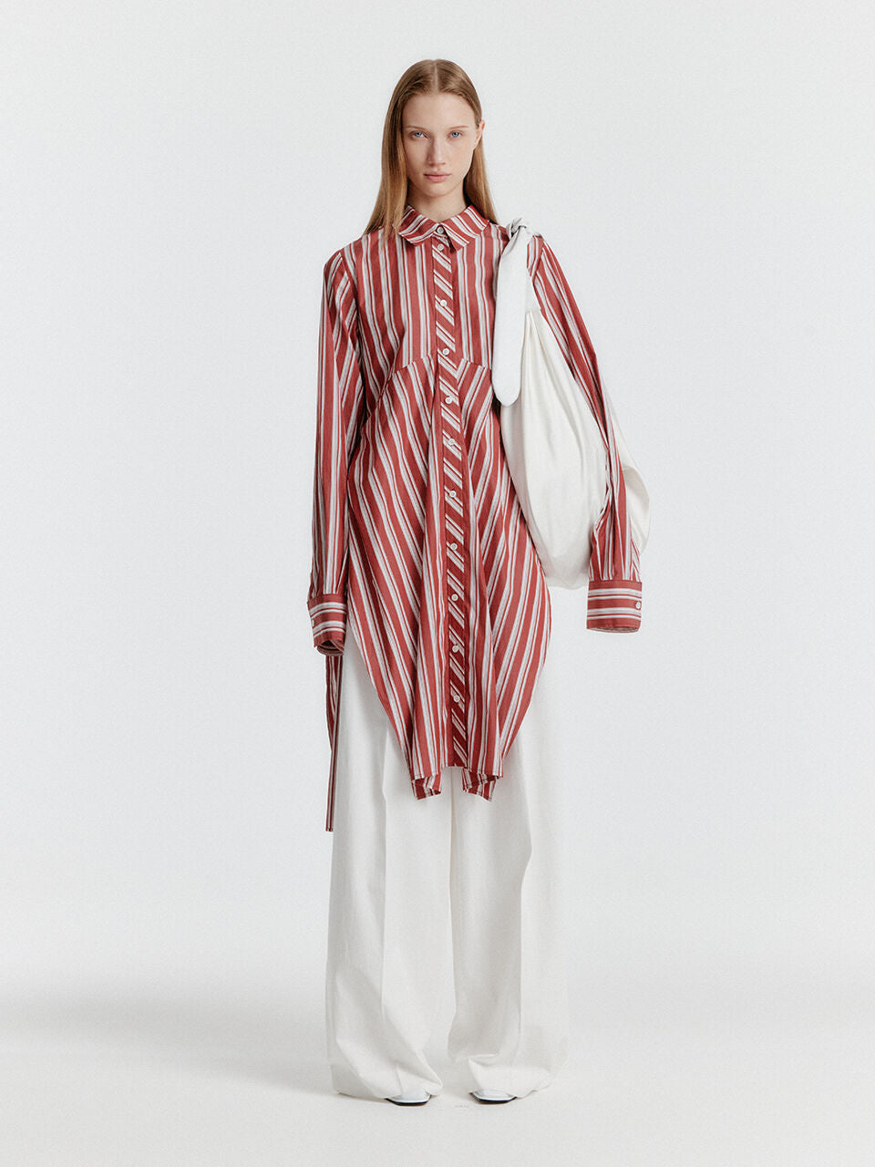 EENK YEVA Stripe Long Shirt - Brown