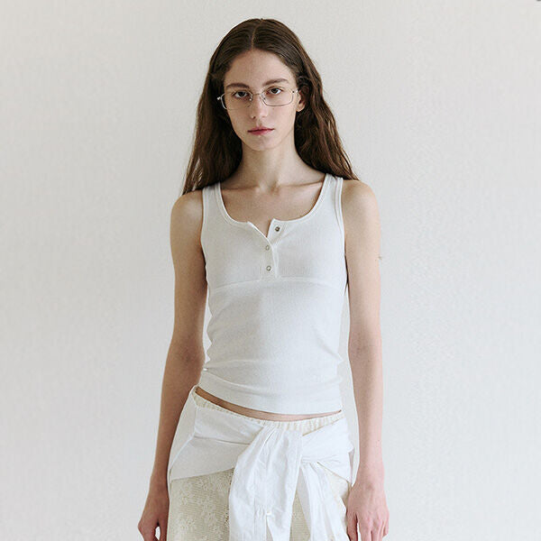 rolarola NUBASIC BUTTON SLEEVELESS WHITE