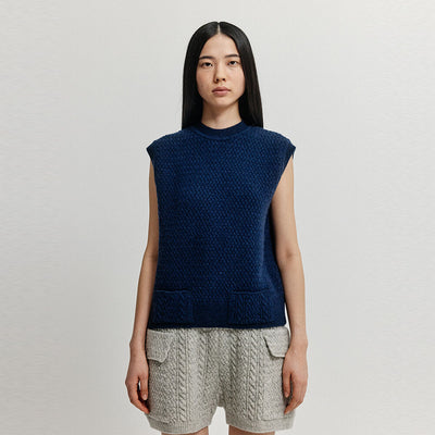 EENK XET One-Pocket Knit Vest - Navy